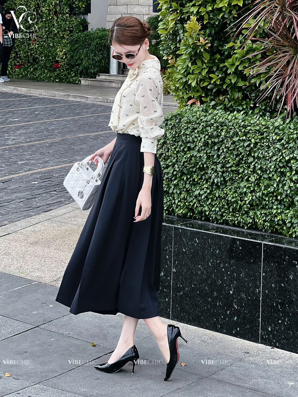 Áo Sơ Mi Voan Tơ Sóng In Họa Tiết Lót Chiffon - view 2